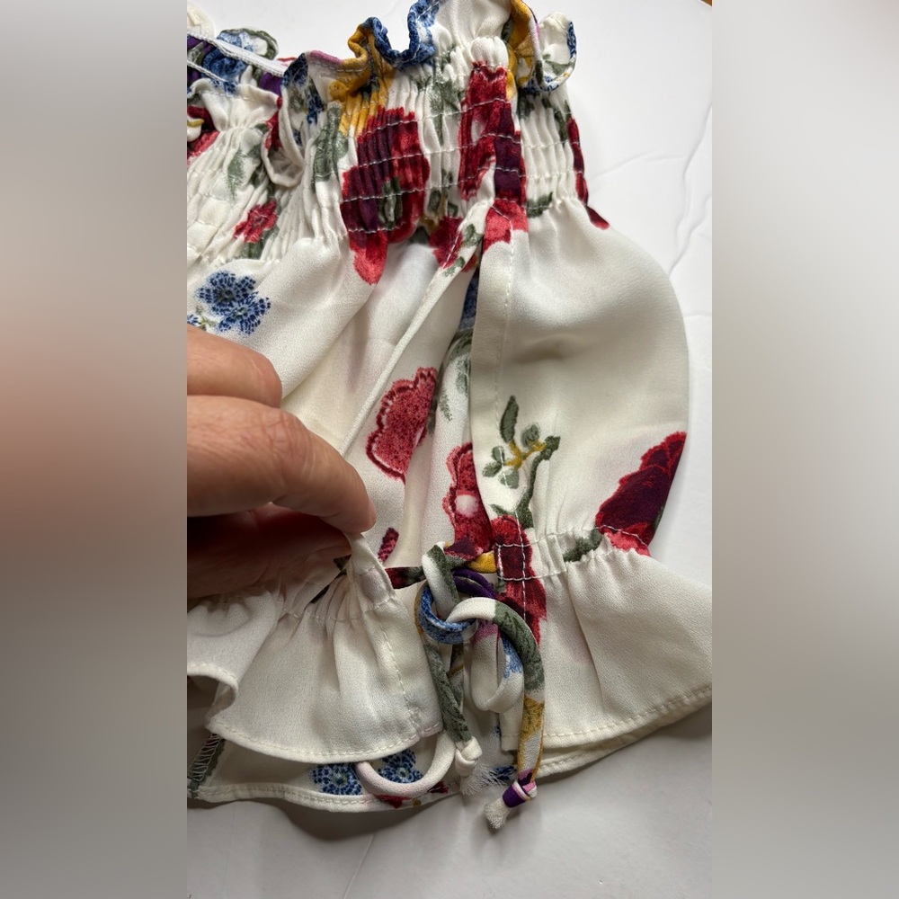 TIMING Floral Off-Shoulder Blouse - Red, Blue, Yellow Size S - Picture 9 of 9